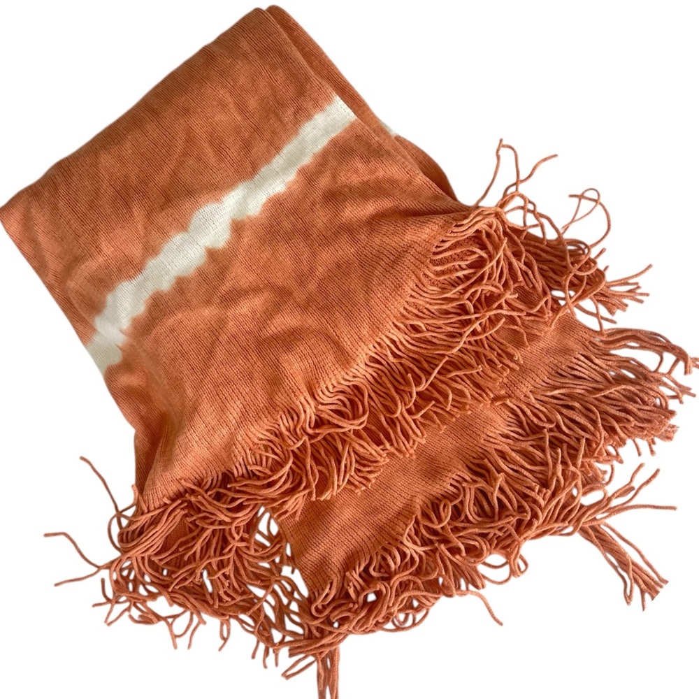 Artisan Home NY Boho Fringe Tie Dye orange and white throw blanket